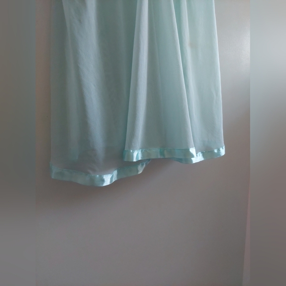 Embroidered Floral & Lace Mesh Chemise Lingerie Light Blue 2XL Sexy Romantic - Picture 6 of 9